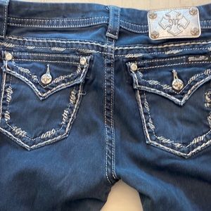 Miss Me Straight Leg Jeans - Dark Blue with Silver Details